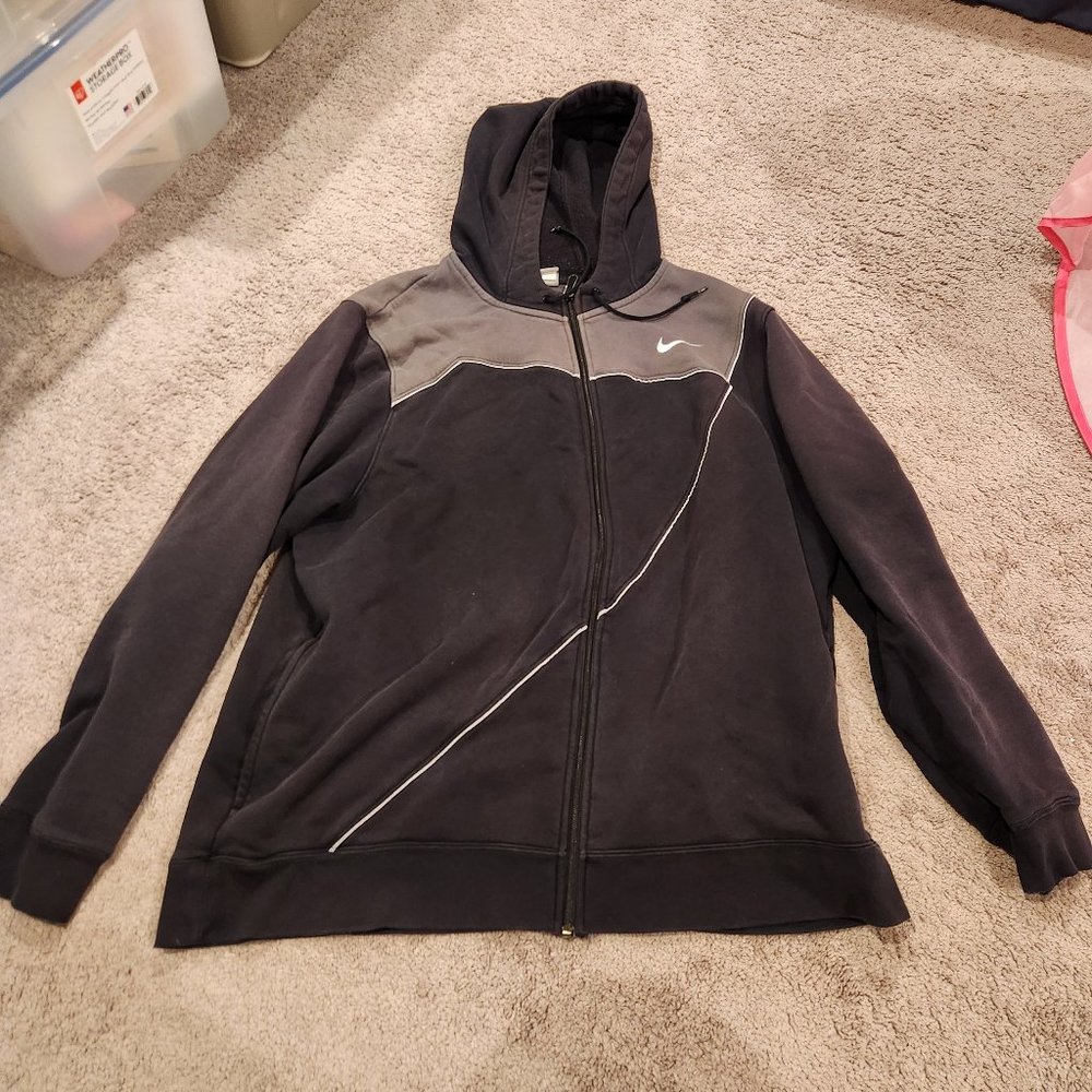 Nike Embroidered Logo Black Full Zip-Up Jacket with Hood size XXL